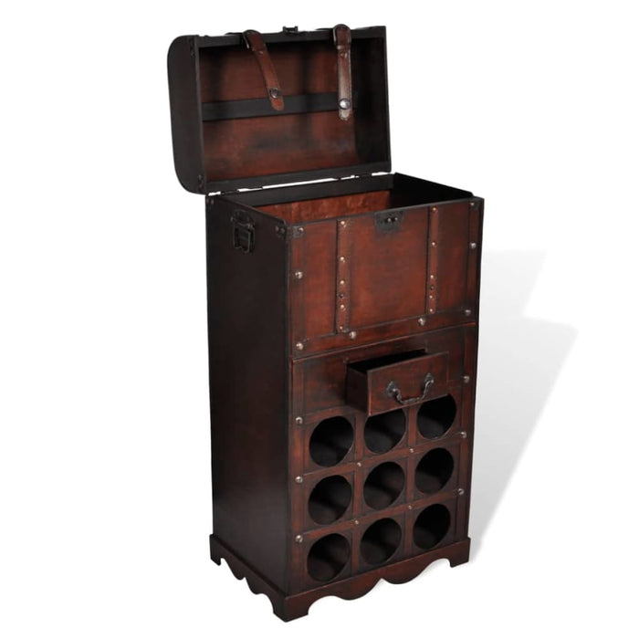 Wooden Wine Rack For 9 Bottles With Storage Xabpbl