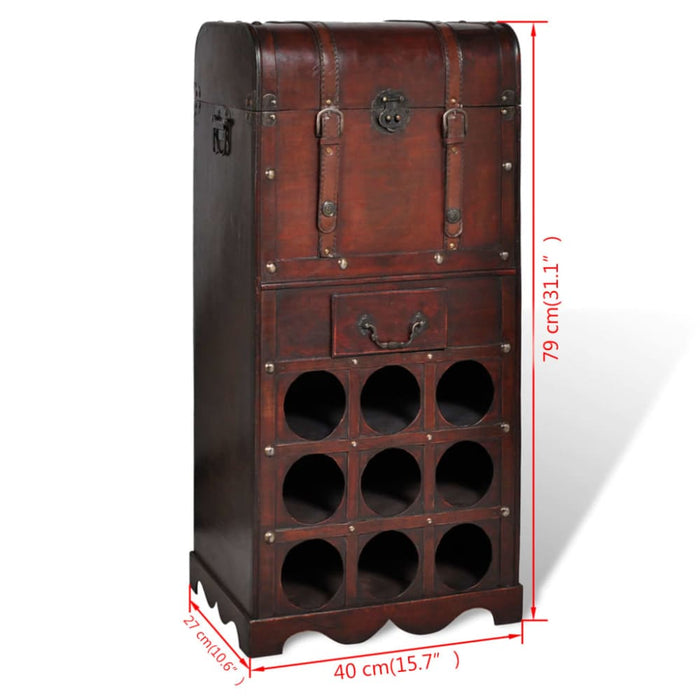 Wooden Wine Rack For 9 Bottles With Storage Xabpbl