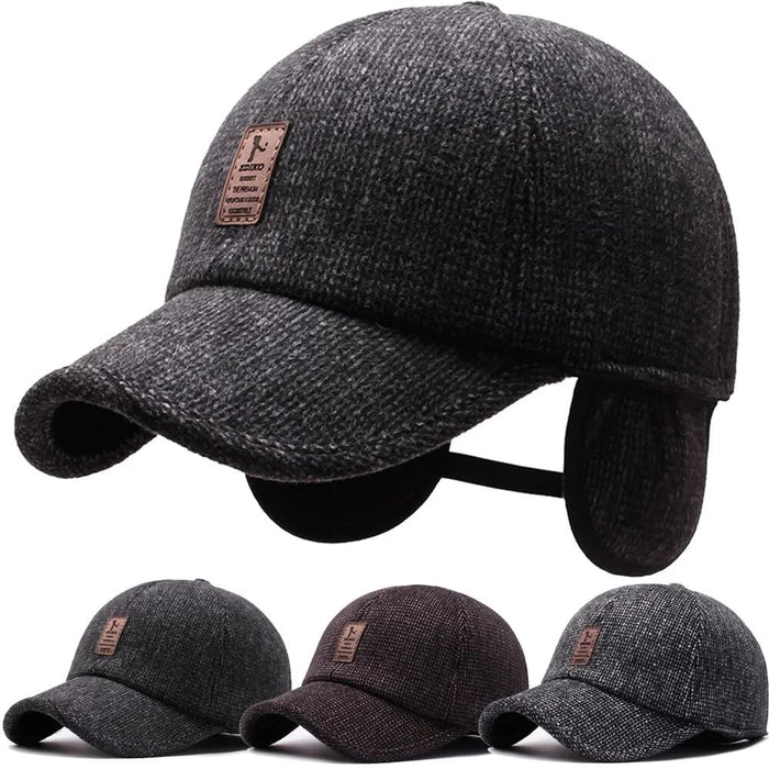 Woolen Knitted Winter Ear Cover Baseball Cap For Men