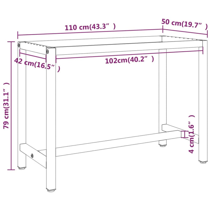 Work Bench Frame Matte Black And Red 110x50x79 Cm Metal