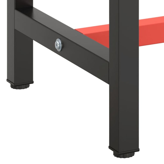 Work Bench Frame Matte Black And Red 140x50x79 Cm Metal