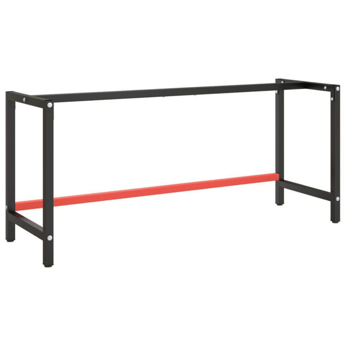 Work Bench Frame Matte Black And Red 180x57x79 Cm Metal