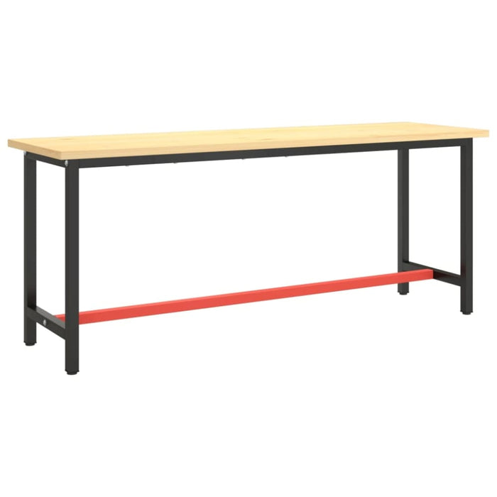 Work Bench Frame Matte Black And Red 190x50x79 Cm Metal