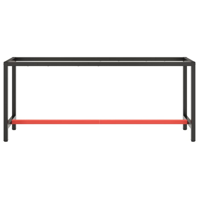 Work Bench Frame Matte Black And Red 190x50x79 Cm Metal