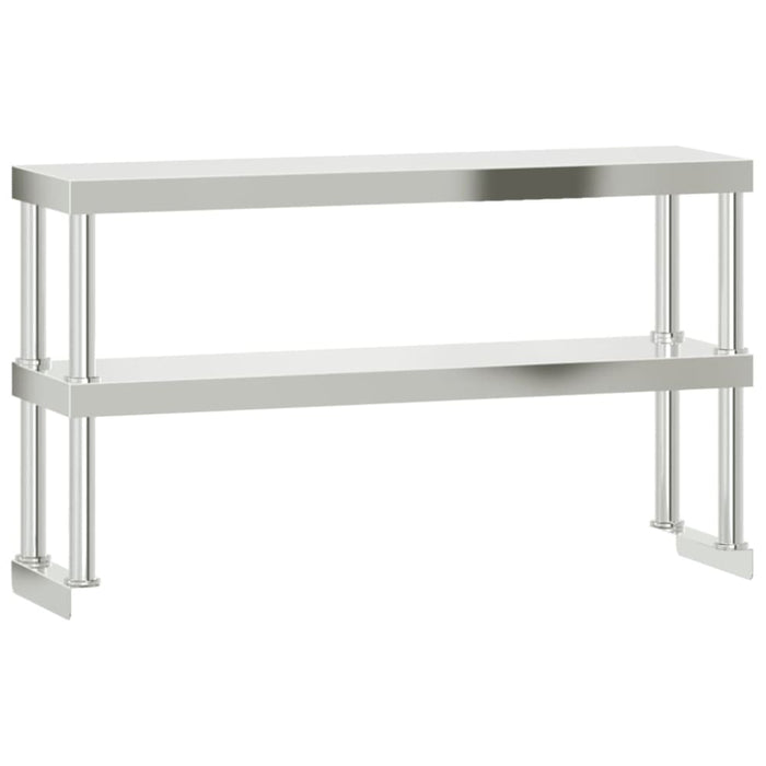 Work Table Overshelf 2-tier 110x30x65 Cm Stainless Steel