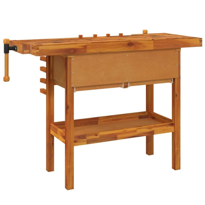 Workbench With Drawers And Vices 124x52x83 Cm Solid Wood