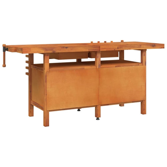 Workbench With Drawers And Vices 192x62x83 Cm Solid Wood