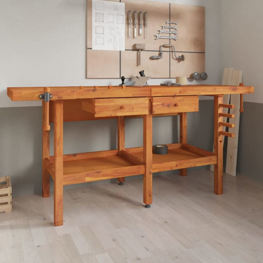 Workbench With Drawers And Vices 192x62x83 Cm Solid Wood