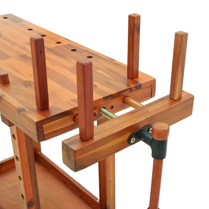 Workbench With Vices 92x48x83 Cm Solid Wood Acacia Opttok