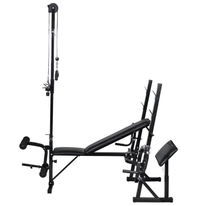 Workout Bench With Weight Rack Barbell And Dumbbell Set