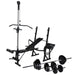 Workout Bench With Weight Rack Barbell And Dumbbell Set