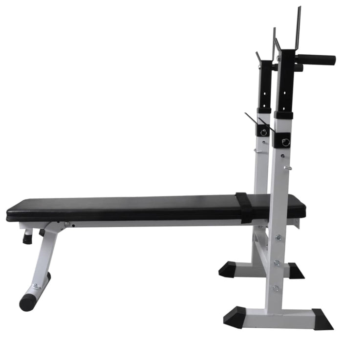 Workout Bench With Weight Rack Barbell And Dumbbell Set