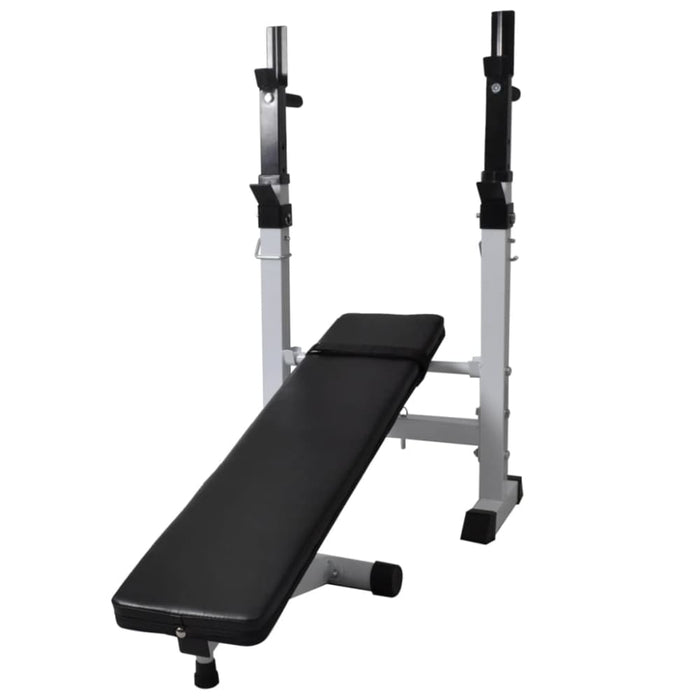 Workout Bench With Weight Rack Barbell And Dumbbell Set