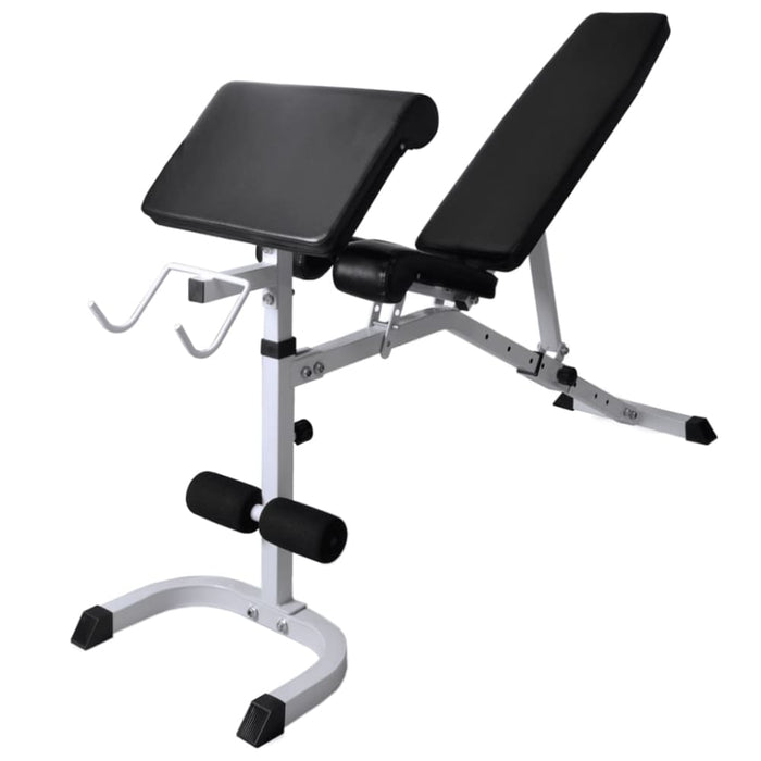 Workout Bench With Weight Rack Barbell And Dumbbell Set