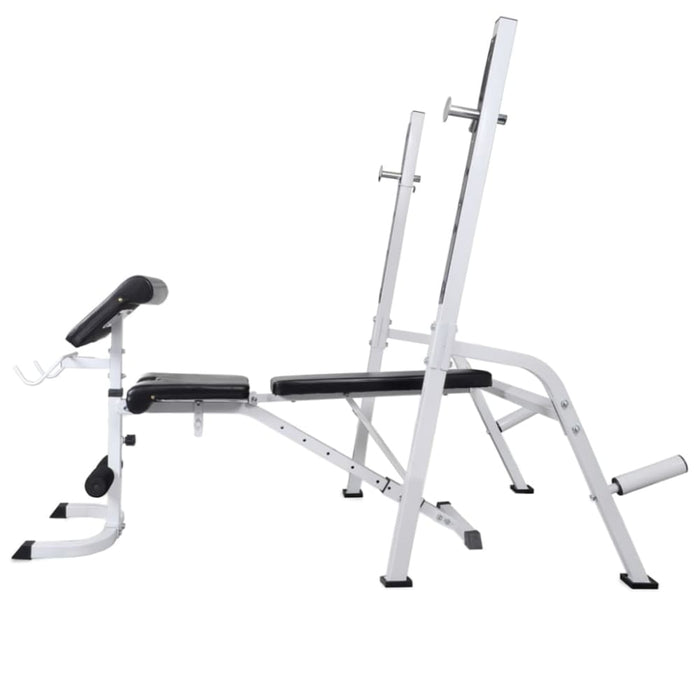 Workout Bench With Weight Rack Barbell And Dumbbell Set