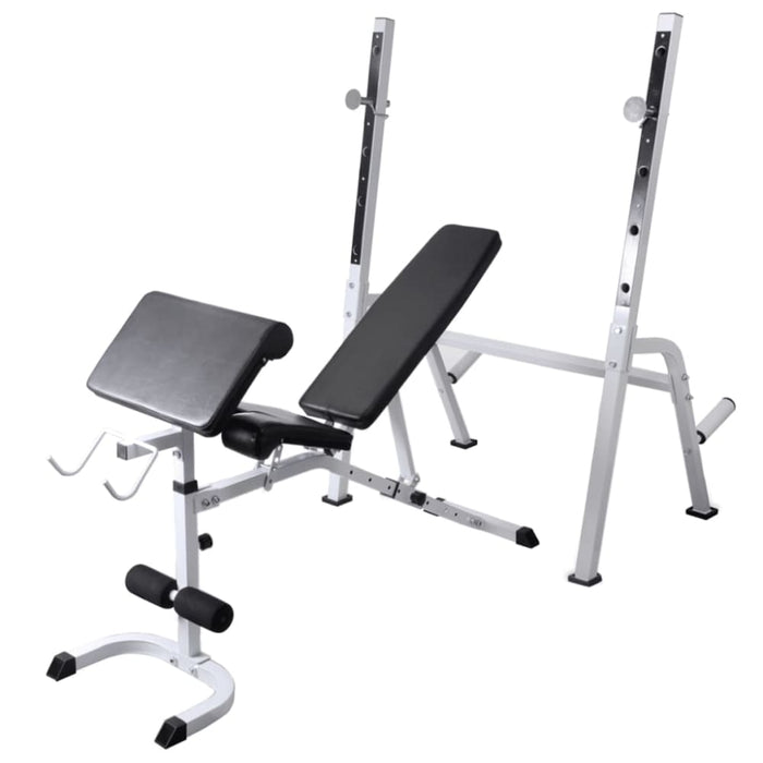 Workout Bench With Weight Rack Barbell And Dumbbell Set