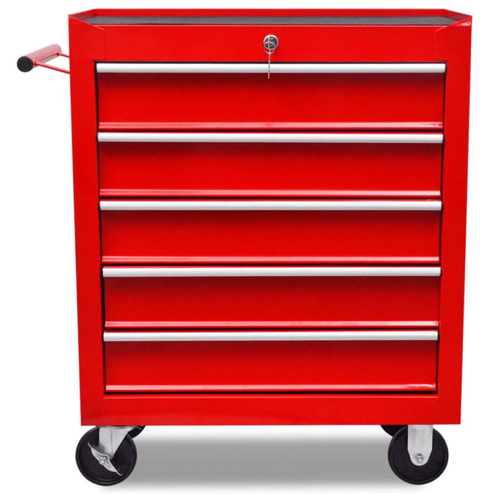 Workshop Tool Trolley 5 Drawers Red Oaokpa