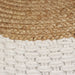 Woven Knitted Pouffe Jute Cotton 50x35 Cm White