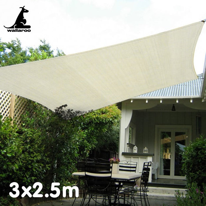 160Gsm Waterproof Outdoor Sun Shade Sail Canopy Cream 3 X 2.5M