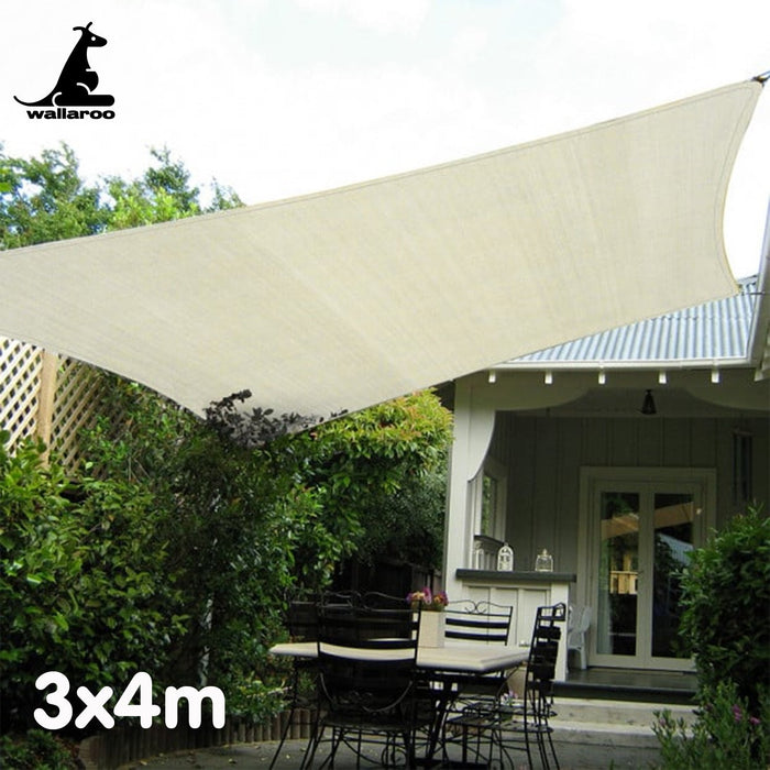 160Gsm Waterproof Outdoor Sun Shade Sail Canopy Cream 3 X 4M