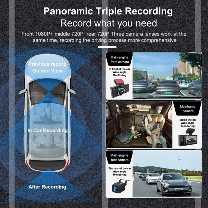 X12 1080p Hd Panoramic Triple Recording Wifi Car Driving