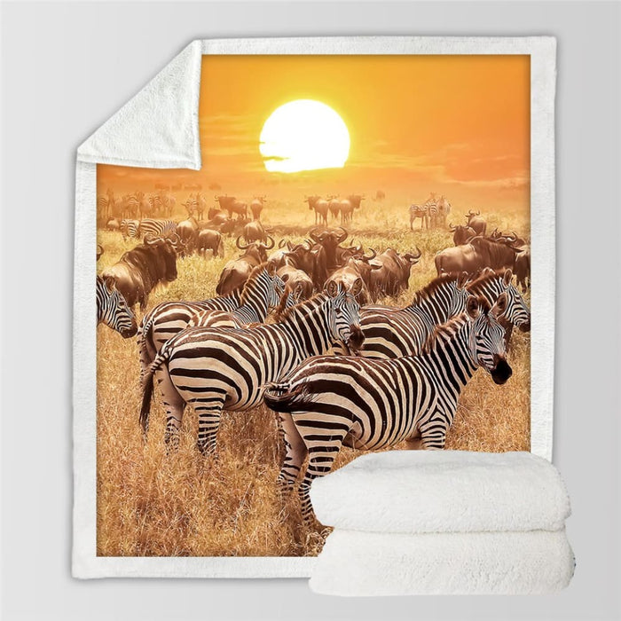 Zebra Throw Blanket 3d Printed Plush Bedspread Animal Soft