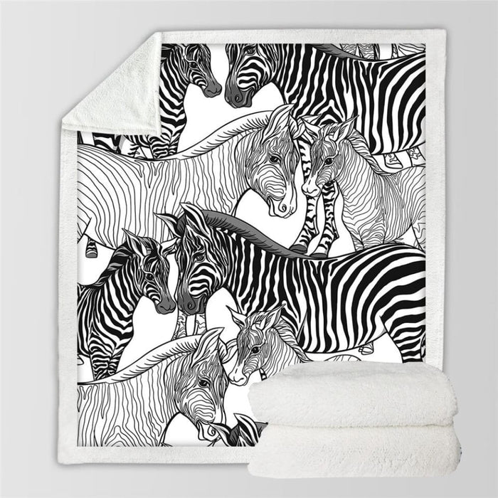 Zebra Throw Blanket 3d Printed Plush Bedspread Animal Soft