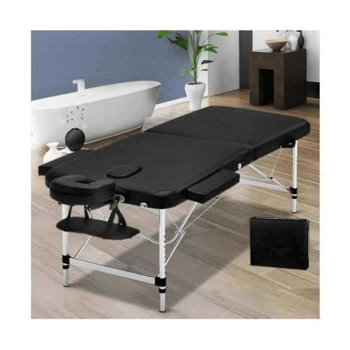 Zenses 2 Fold Portable Aluminium Massage Table - Black