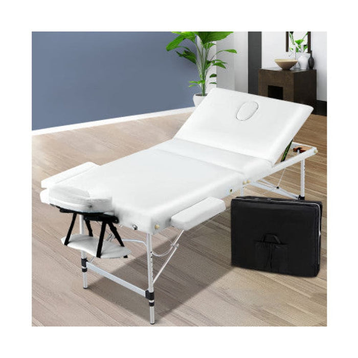 Zenses 3 Fold Portable Aluminium Massage Table - White