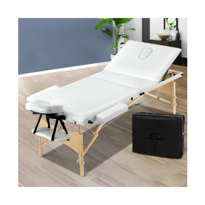 Zenses 3 Fold Portable Wood Massage Table - White