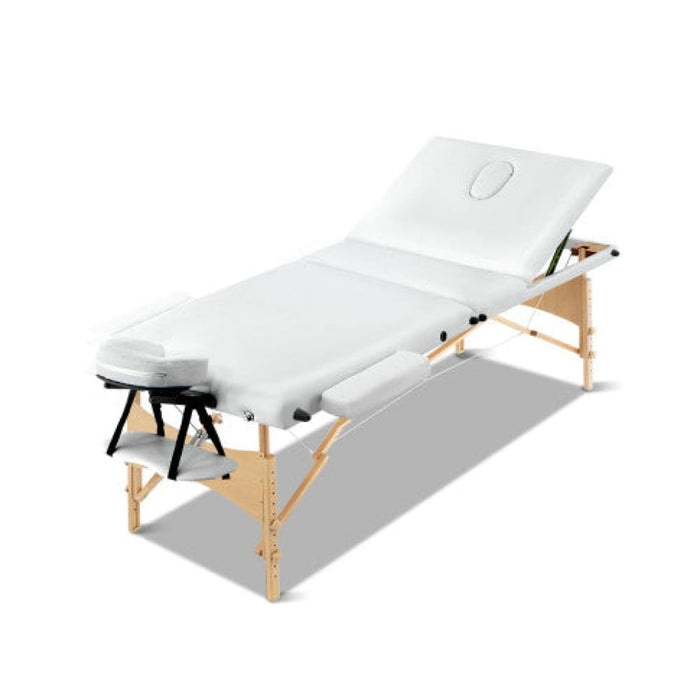 Zenses 3 Fold Portable Wood Massage Table - White