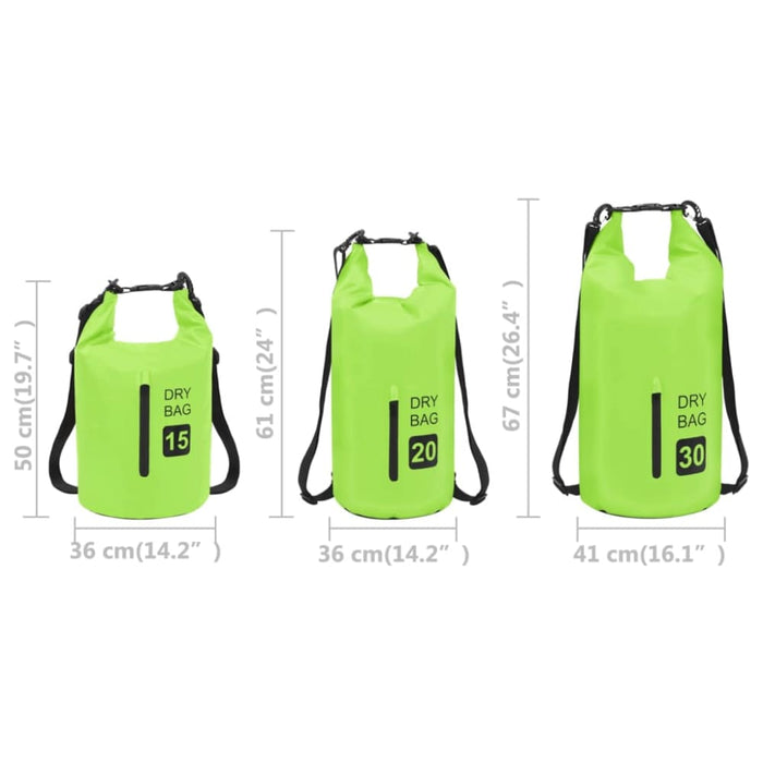 Dry Bag With Zipper Green 20 l Pvc