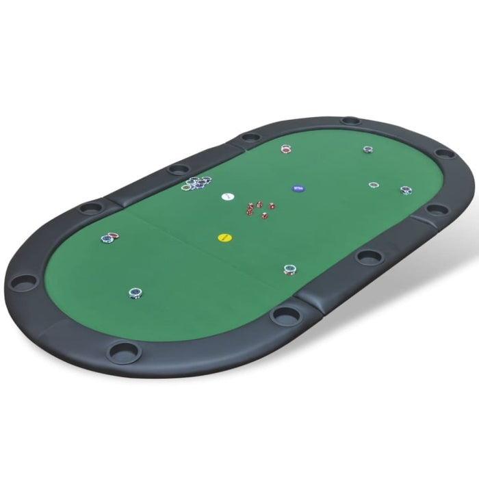 10 - player Foldable Poker Tabletop Green Nbotp