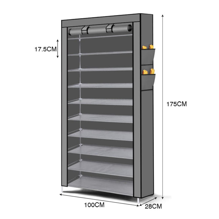 10 Tier Shoe Rack Portable Storage Cabinet Organiser