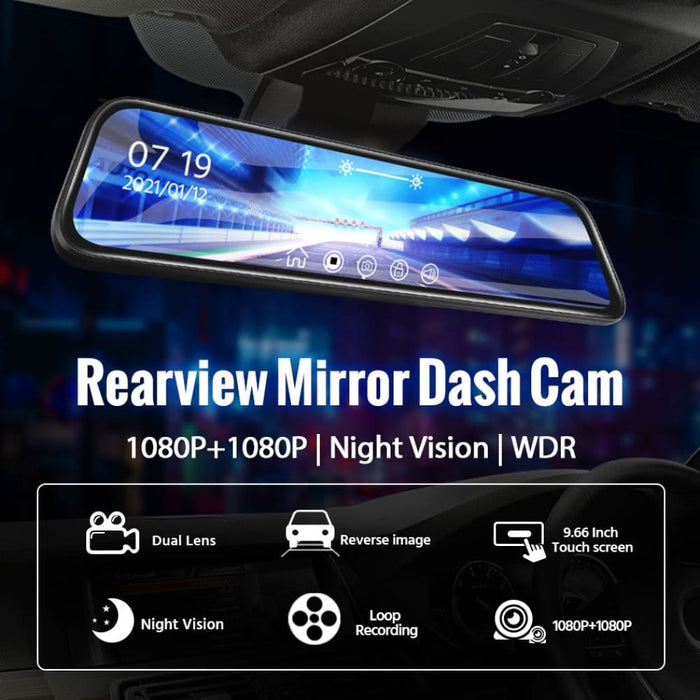 1080p Touch Screen Dashcam Dual Lens Video Recorder