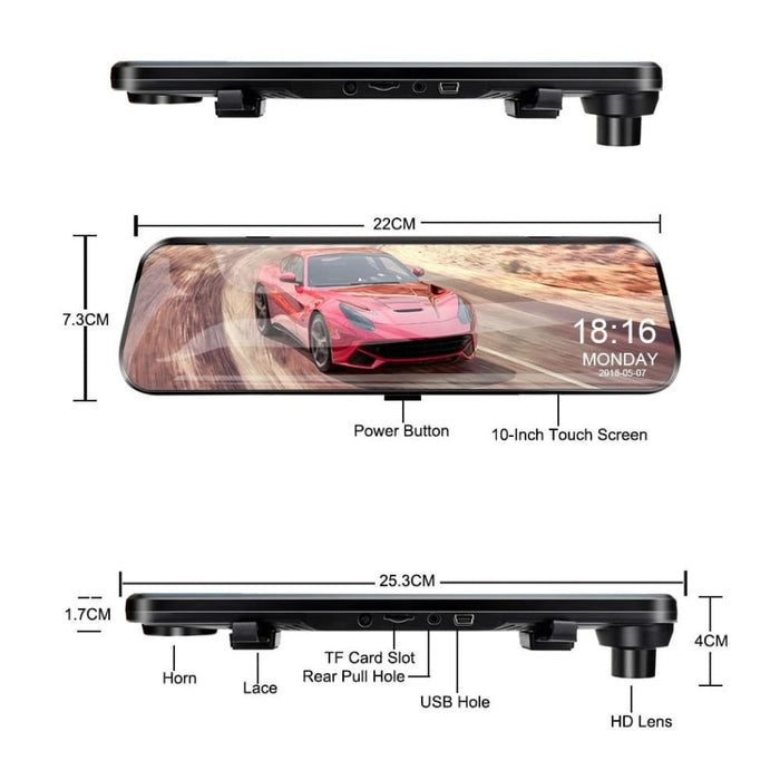 1080p Touch Screen Dashcam Dual Lens Video Recorder