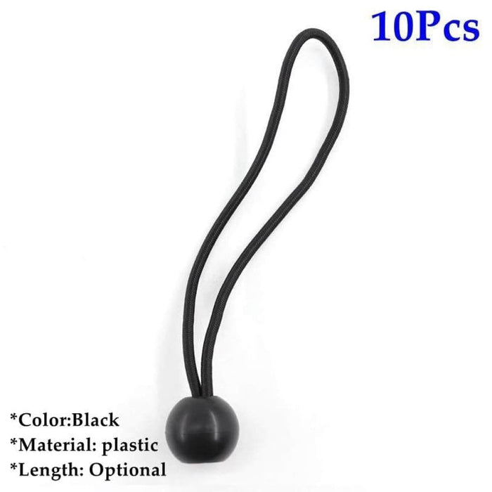 10pcs Black Length Optional Elastic Ball Rope Hiking Tent