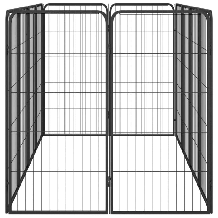 12-panel Dog Playpen Black 50x100 Cm Powder-coated Steel