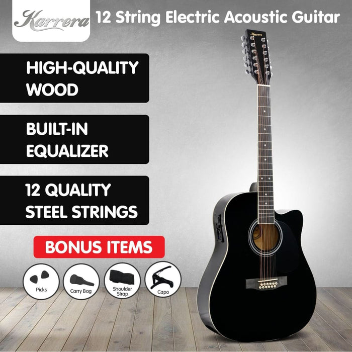 12-string Acoustic Guitar With Eq - Black