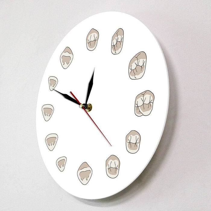 12 Tooth Modern Clinic Wall Clock Hygienist Silent Watch