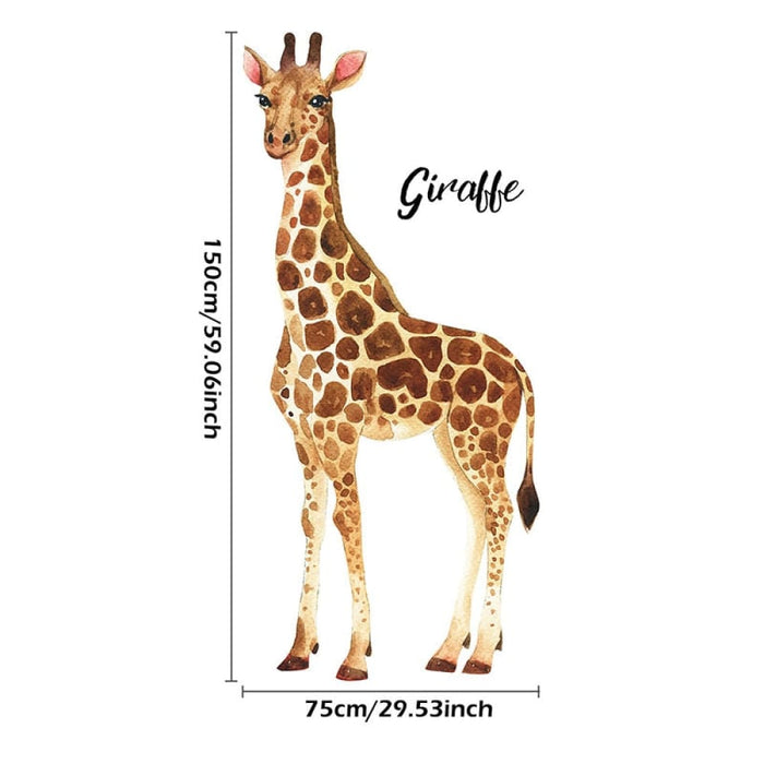 150cm Giraffe With Green Leaves Wall Stickers