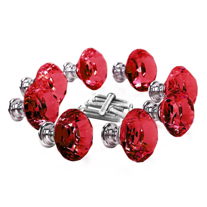 Goslash Picks 16 Pcs Red Crystal Knobs Diamond 40mm