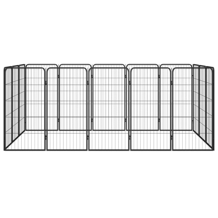 16-panel Dog Playpen Black 50x100 Cm Powder-coated Steel