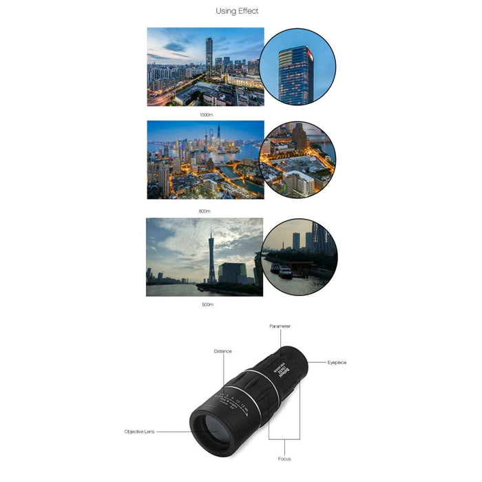 16x52 Dual Focus Monocular Telescope With Upgrade Handheld