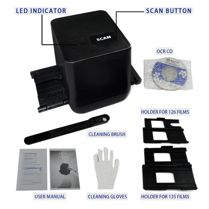 17.9 Mega Pixels Protable Negative Film Scanner Converter