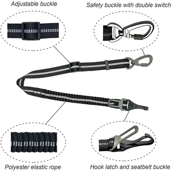 2-in-1 Adjustable Anti Shock Elastic Bungee Car Seat Belt