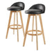 2 Set 72cm Black Wooden Bar Stool Leila Leather