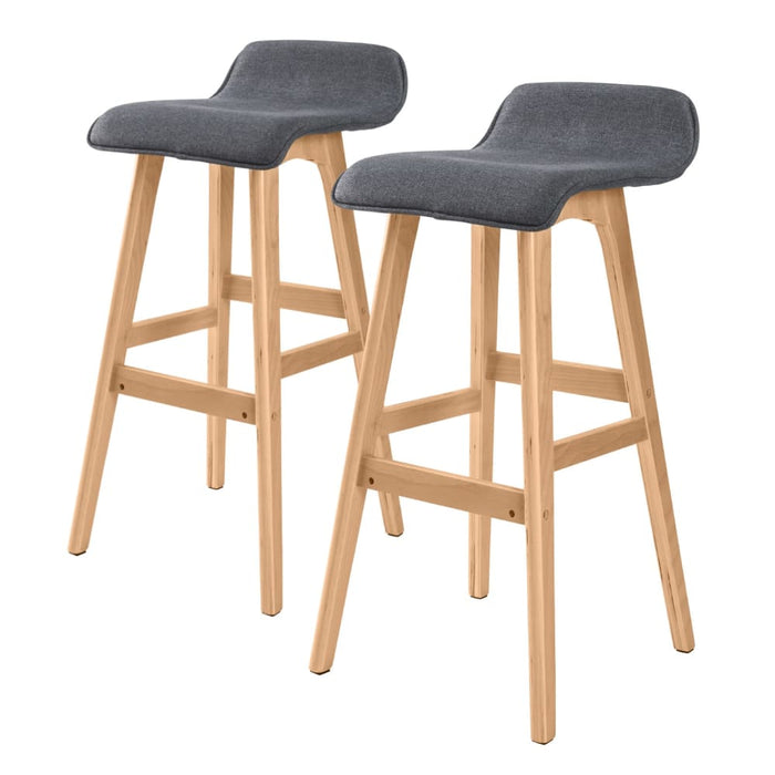 2 Set 74cm Grey Wooden Bar Stool Sophia Fabric