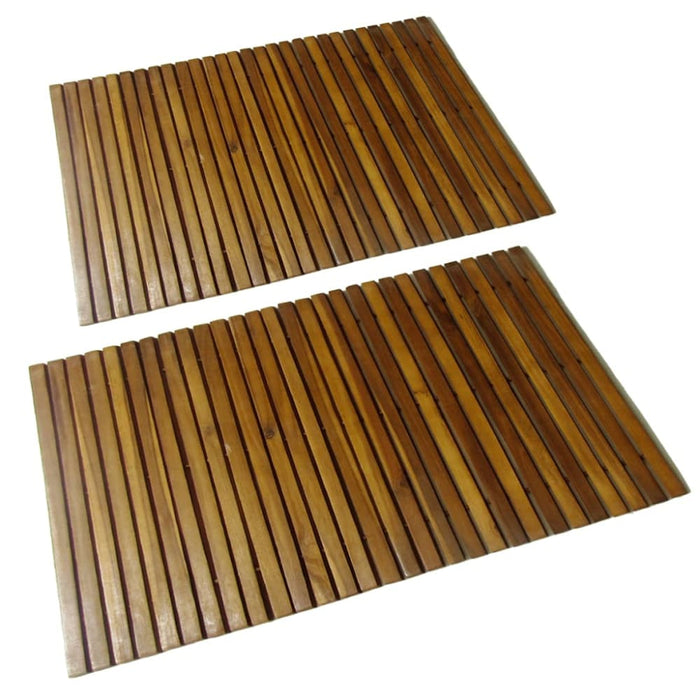 2 Pcs Acacia Bath Mat 80 x 50 Cm Xioiln