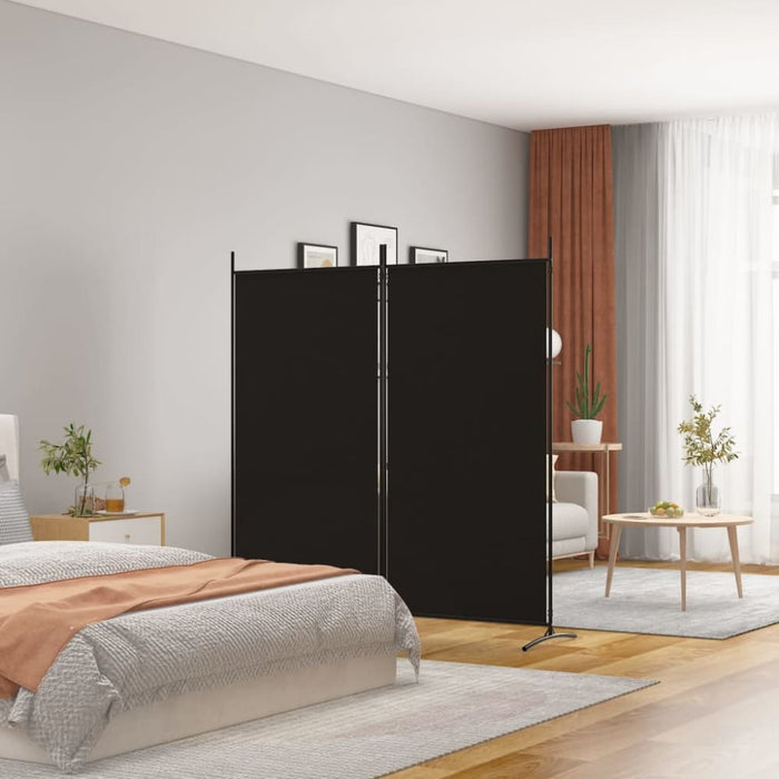 2-panel Room Divider Black 175x180 Cm Fabric Tpbxlo